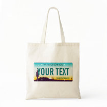 Arizona license plate tote bag