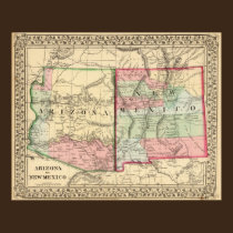 Arizona, New Mexico Map by Mitchell posters