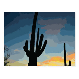 Arizona Saguaro Cactus Southwestern Sunset Postcard