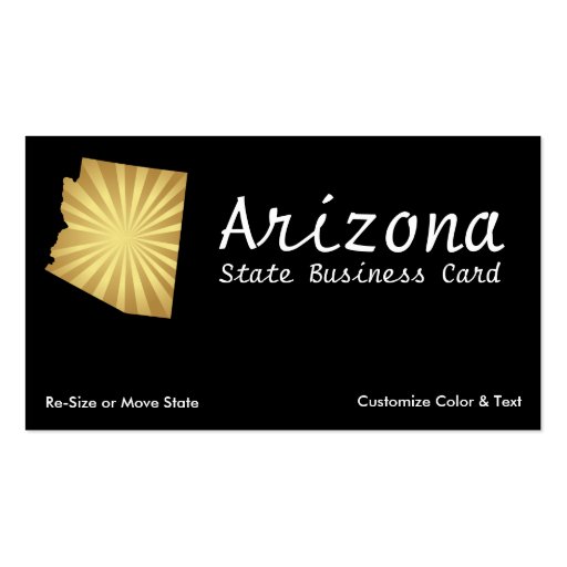 Arizona State Business Card Sun Rays Metallic Gold (front side)