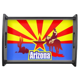 Arizona State Flag Vintage Drawing Serving Tray