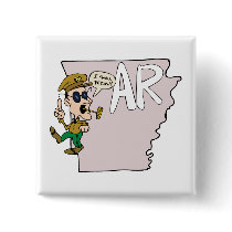 Arkansas AR Map & Douglas MacArthur Cartoon Button