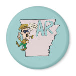 Arkansas AR Map & Douglas MacArthur Cartoon Refrigerator Magnets