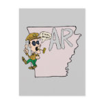 Arkansas AR Map & Douglas MacArthur Cartoon Postcard