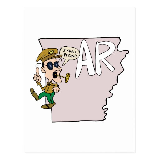 Arkansas Ar Map And Douglas Macarthur Cartoon Postcard Zazzle 7456