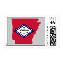 Arkansas Flag Map Postage Stamp