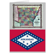 Arkansas Map and State Flag Greeting Cards