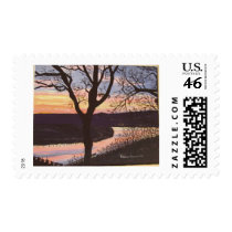 Arkansas River Sunset Painting Postage