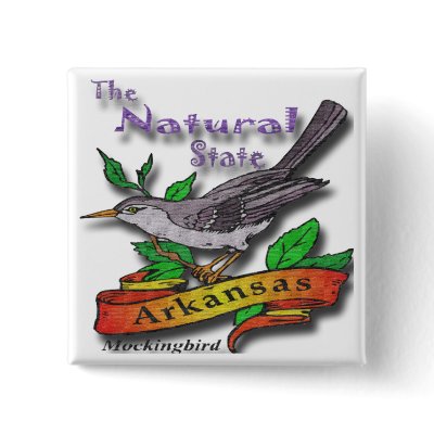 Arkansas The Nature State Mockingbird Buttons by DesignsbySylvia