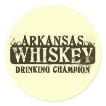 Arkansas Whiskey Drinking Champion Round Stickers