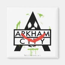 Arkham City Icon w/ Joker marks 2 Fridge Magnets
