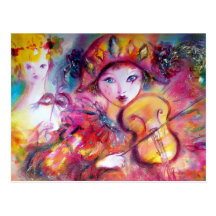 Arlecchino and Colombina Postcards