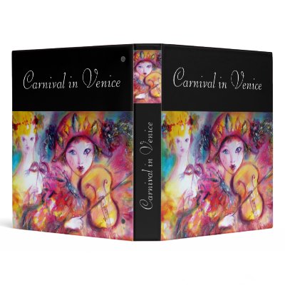 ARLECCHINO AND COLOMBINA / Venetian Carnival Masks Vinyl Binders by bulgan_lumini