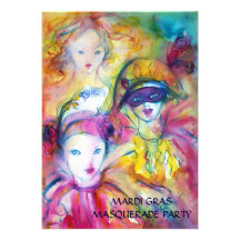 ARLECCHINO PIERO AND COLOMBINA MASQUERADE PARTY CUSTOM INVITATION