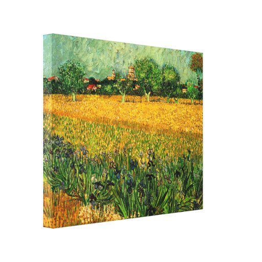 Arles with Irises in the Foreground by van Gogh Stretched Canvas Print