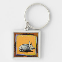 Armadillo cute fun modern art colorful painting keychain
