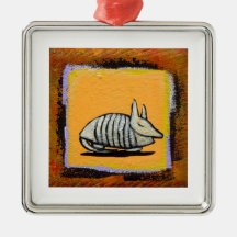 Armadillo cute fun modern art colorful painting christmas ornaments