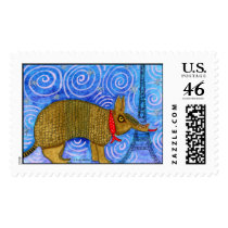 Armadillo in Paris Postage Stamp