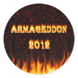Armageddon 2012 fire and flames. round sticker