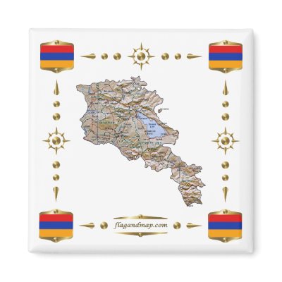 Armenia Map + Flags Magnet by FlagAndMap