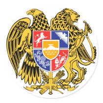 Armenia Official Coat Of Arms Heraldry Symbol Round Stickers