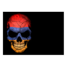 Armenian Flag Skull on Black Business Cards
