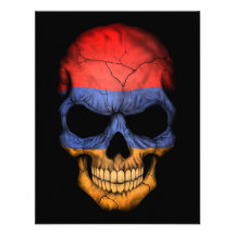 Armenian Flag Skull on Black Invitations