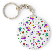 Armenian-inspired Colorful Swirling Flower Pattern Key Chain