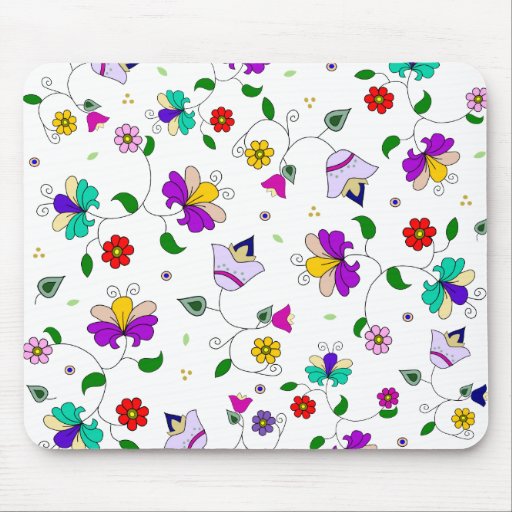 Armenian-inspired Colorful Swirling Flower Pattern Mousepad from 