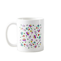Armenian-inspired Colorful Swirling Flower Pattern Mugs