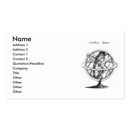 Armillary Sphere Business Card (front side)
