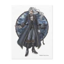 gothic, pirate, vampire, goth, dark, boat, bat, artistocrat, night, moon, fantasy, steampunk, punk, emo, zerick, delphine, levesque, demers, victorian, anime, manga, painting, illustration, art, vampires, Postcard with custom graphic design