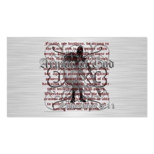 Armor of God Soldier Business Card Templates (back side)