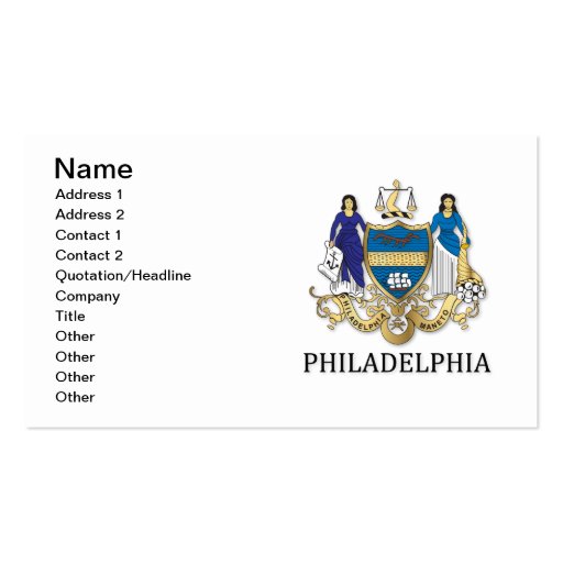 Arms of the city of Philadelphia Business Card