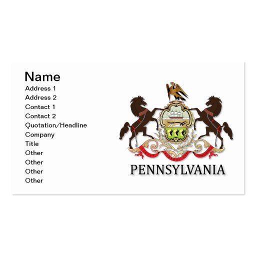 Arms of the state of Pennsylvania Business Card Templates