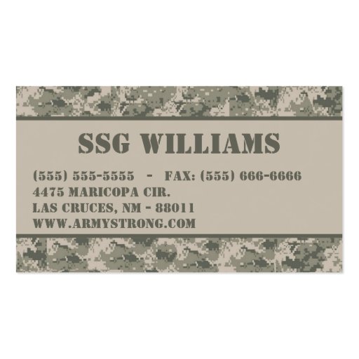 ARMY ACU Camoflauge Digital Camo Business Card (front side)