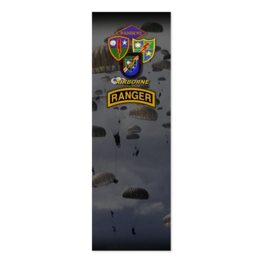 Army airborne rangers veteran patch bookmarkers business card template (front side)