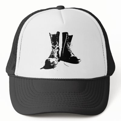 Army Boots Trucker Hats by HandsomeDevil