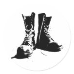 Army Boots Round Stickers