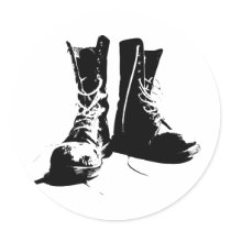 Army Boots Round Sticker