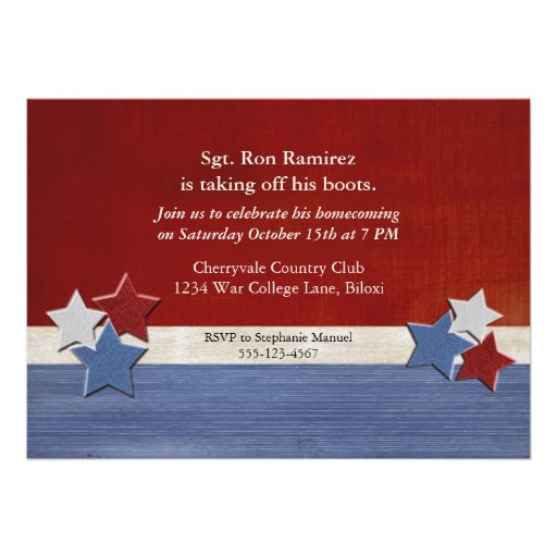 Army Boots Welcome Home Party Custom Invite