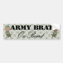 Army Brat On Board Boy (Dark Skin) Bumper Stickers