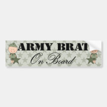 Army Brat On Board Boy (Light Skin) Bumper Sticker