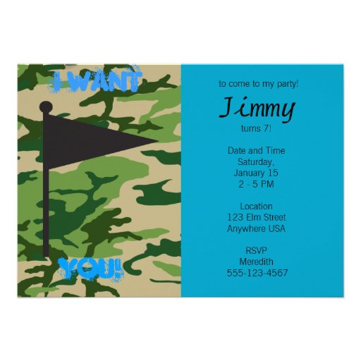 Army Camo Birthday Announcements