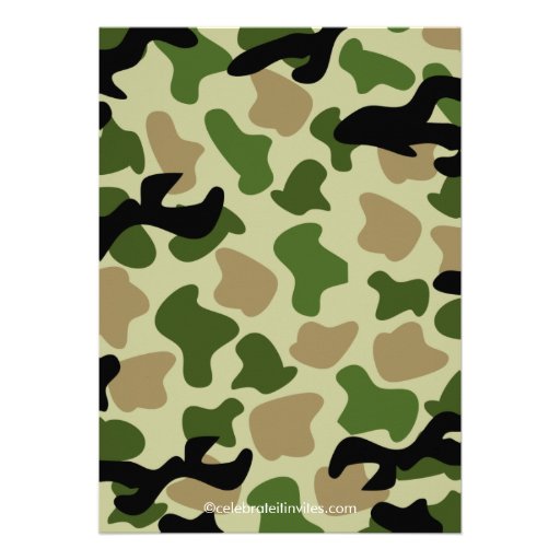 Army Camouflage Soldier Kids Birthday Party Personalized Invitation