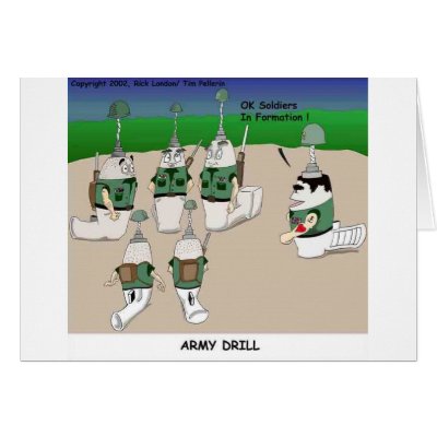Army Drill Funny Cartoon Gifts Tees & Collectibles Card by beardiethor123