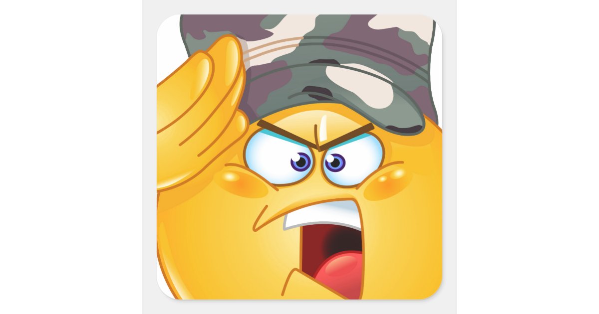 army emoji square sticker Zazzle