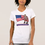 ARMY GIRL WITH FLAG T SHIRT