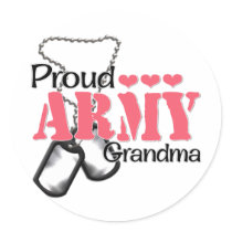 Army Grandma Hearts Round Sticker