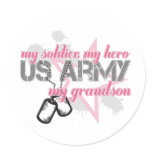 Army Grandson Star Round Stickers